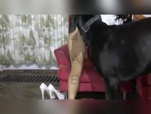 Lise Cumshot with Dog