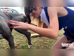 mujer perro rubia sexo salvaje