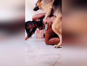 Dog fucks girl