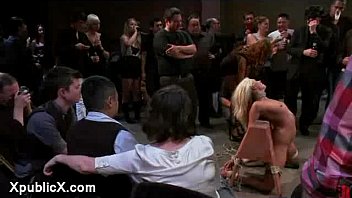 Blonde subjected to hardcore play in public
